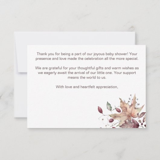 Herfst in liefde baby shower boho pompoen dank u bedankkaart (Achterkant)