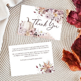 Herfst in liefde baby shower boho pompoen dank u bedankkaart