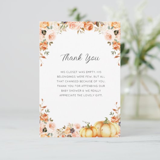 herfst in liefde baby shower dank u bedankkaart (Staand voorkant)