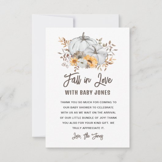 Herfst in liefde Baby shower dank u kaart (Voorkant)