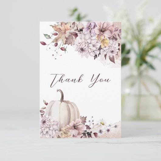 Herfst in liefde baby shower gebladerte pompoen da bedankkaart (Staand voorkant)