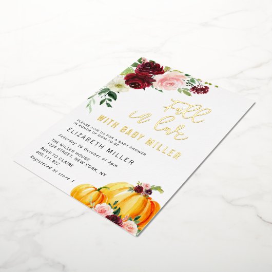 herfst in liefde baby shower goud folie uitnodigin folie uitnodiging (Gedraaid)