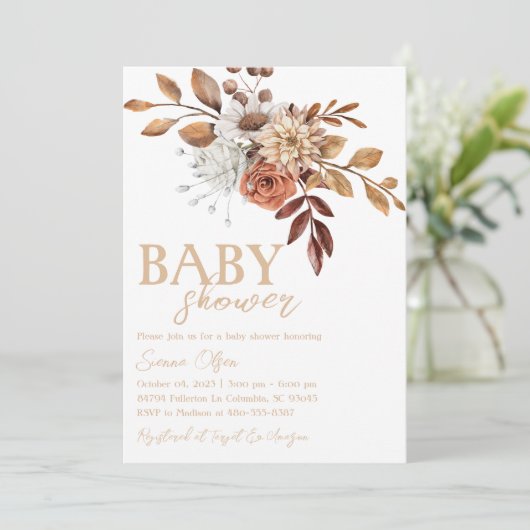 Herfst in Liefde Baby shower, Herfst Baby shower Kaart (Staand voorkant)