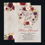 Herfst in liefde Baby shower Kaart<br><div class="desc">Dit prachtige Herfst In Love Baby shower Invitation-ontwerp heeft een Boho Floral Wreath in Bourgondische kleur. Zeer rustiek en uniek,  ideaal voor vrijgezellenfeest,  baby shower,  bruiloft,  paar douche,  verlovingsfeest,  en meer.</div>