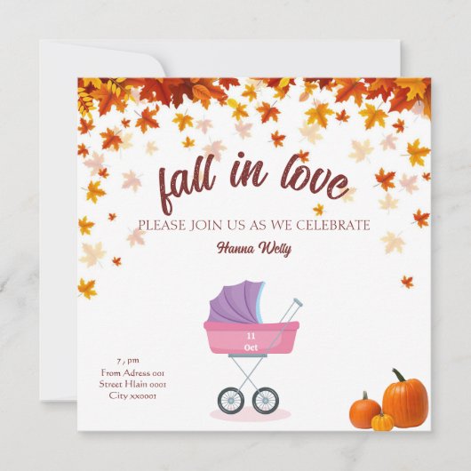 herfst in liefde Baby shower Kaart, kleine meisje Kaart (Voorkant)