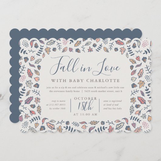 Herfst in Liefde Baby shower Sip and See Kaart (Voorkant / Achterkant)