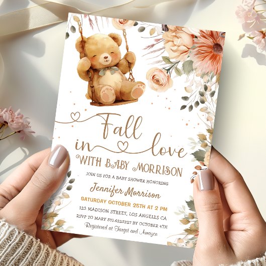 Herfst in Liefde Baby shower Teddy Bear Herfst Her Kaart