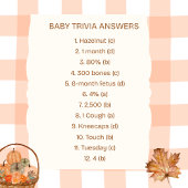 Herfst in liefde Baby Trivia Baby shower Game Kaar Kaart