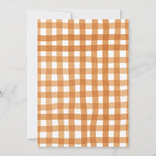 Herfst in liefde Beer Pompoen Baby shower Gingham Kaart (Achterkant)