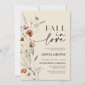 Herfst in Liefde Beige Wildflower Vrijgezellenfees Kaart (Voorkant)