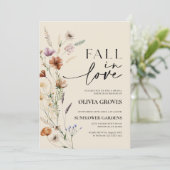 Herfst in Liefde Beige Wildflower Vrijgezellenfees Kaart (Staand voorkant)