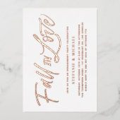 Herfst in liefde belettering Roos Gold Engagement  Folie Uitnodiging (Voorkant)