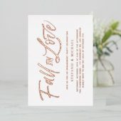 Herfst in liefde belettering Roos Gold Engagement  Folie Uitnodiging (Staand Voorkant)