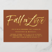 Herfst in liefde belettering terracotta verlovings folie uitnodiging (Voorkant)