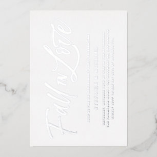 Herfst in liefde belettering zilveren verlovingsfe folie uitnodiging