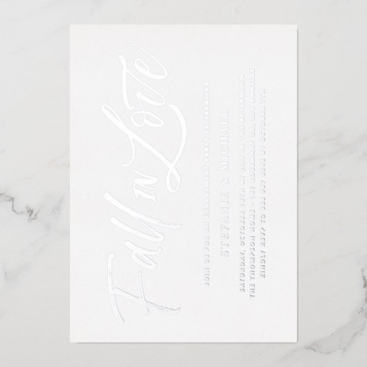 Herfst in liefde belettering zilveren verlovingsfe folie uitnodiging (Voorkant)