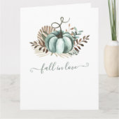 Herfst in liefde, Blauwe Pompoen, Bloemen Vrijgeze Kaart (Voorkant)