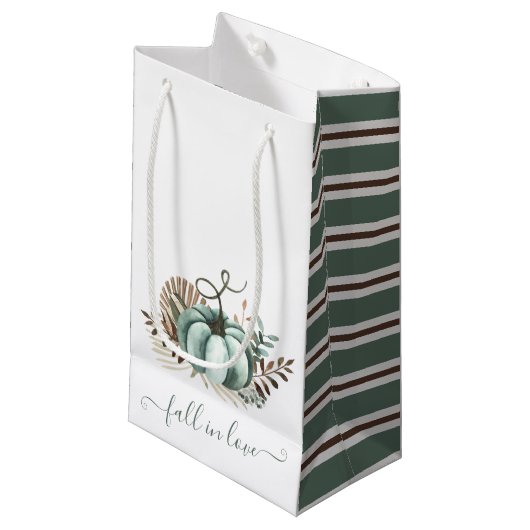 Herfst in liefde, Blauwe Pompoen, Bloemen Vrijgeze Klein Cadeauzakje (Voorkant Gekanteld)