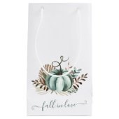 Herfst in liefde, Blauwe Pompoen, Bloemen Vrijgeze Klein Cadeauzakje (Voorkant)