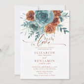 Herfst in Liefde Blauwgroen Terracotta Boho Bloeme Kaart (Voorkant)