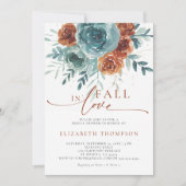 Herfst in Liefde Blauwgroen Terracotta Boho Vrijge Kaart (Voorkant)