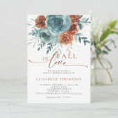 Herfst in Liefde Blauwgroen Terracotta Boho Vrijge Kaart (Staand voorkant)