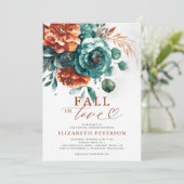 Herfst in Liefde Blauwgroen Terracotta Boho Vrijge Kaart (Staand voorkant)
