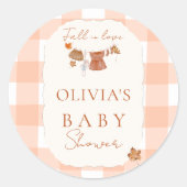 Herfst in liefde Bloemen Baby shower Ronde Sticker (Voorkant)