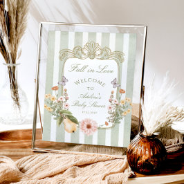 Herfst in Liefde Bloemen  Baby shower Welkom Poster