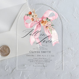 Herfst in Liefde Bloemen Boog Modern Baby shower Acryl Uitnodigingen