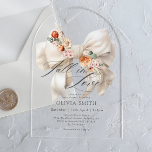 Herfst in Liefde Bloemen Boog Modern Baby shower Acryl Uitnodigingen