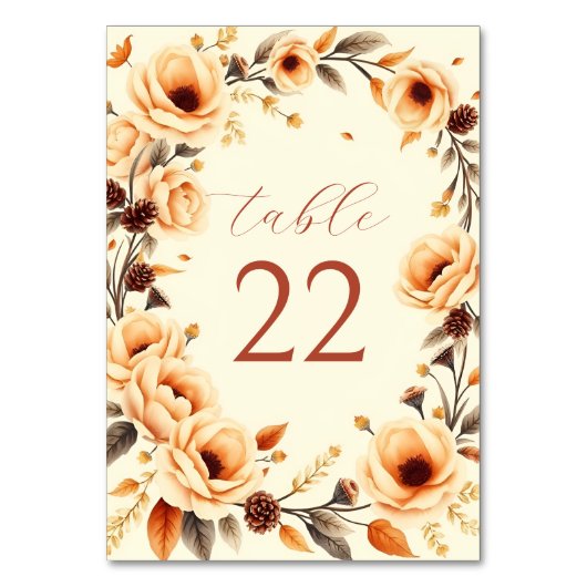 Herfst in liefde Bloemen Border Perzik bruiloft Kaart (Achterkant)