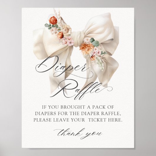 Herfst in Liefde Bloemen Bow Baby shower Luier Raf Poster (Voorkant)