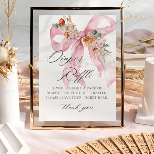 Herfst in Liefde Bloemen Bow Baby shower Luier Raf Poster