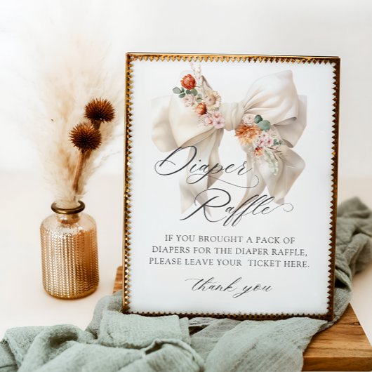 Herfst in Liefde Bloemen Bow Baby shower Luier Raf Poster