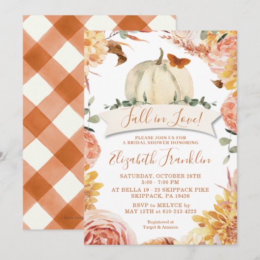 Herfst in liefde Bloemen en pompoen Vrijgezellenfe Kaart (Voorkant / Achterkant)