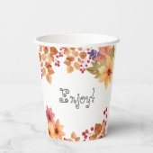 Herfst in Liefde Bloemen Herfst Baby shower Papieren Bekers (Achterkant)