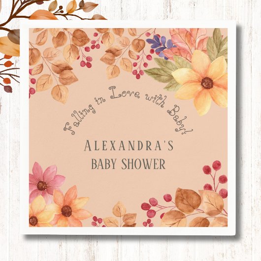 Herfst in Liefde Bloemen Herfst Baby shower Servet