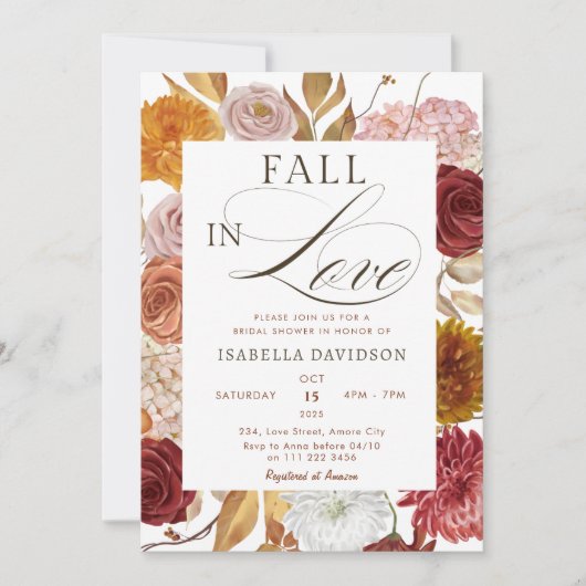 Herfst in Liefde Bloemen Rust Herfst Vrijgezellenf Kaart (Voorkant)