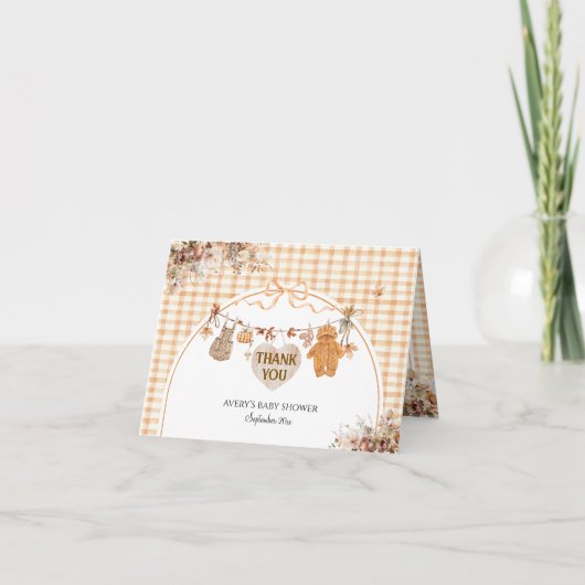 Herfst in Liefde Bloemen Rustieke Boog Baby shower Bedankkaart (Voorkant)