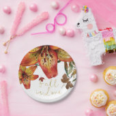 Herfst In Liefde Bloemen Sinaasappel Lelies & blad Papieren Bordje (Feest)