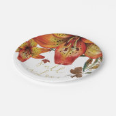 Herfst In Liefde Bloemen Sinaasappel Lelies & blad Papieren Bordje (Gekanteld)