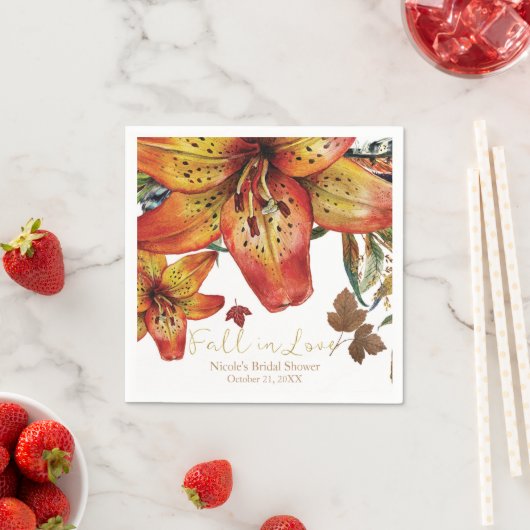 Herfst In Liefde Bloemen Sinaasappel Lelies & blad Servetten (Insitu)