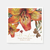 Herfst In Liefde Bloemen Sinaasappel Lelies & blad Servetten (Voorkant)