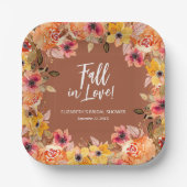 Herfst in Liefde Bloemen Terracotta Vrijgezellenfe Papieren Bordje (Voorkant)