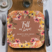 Herfst in Liefde Bloemen Terracotta Vrijgezellenfe Papieren Bordje