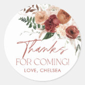 Herfst in Liefde Bloemen Vrijgezellenfeest Favor S Ronde Sticker (Voorkant)