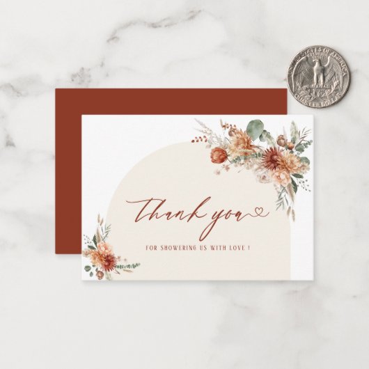 Herfst in liefde bloemen waterverf vrijgezellenfee notitiekaartje (Voorkant / Achterkant in situ)