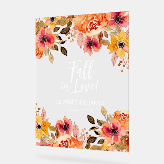 Herfst in liefde bloemenbruiloft welkom acryl bord (Hoek)