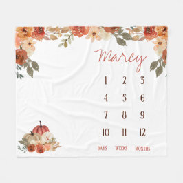 Herfst in liefde Bloemenpompoen Baby Milestone dek Fleece Deken